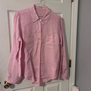 Lilly Pulitzer Light Pink Button-Up Blouse 100% Linen